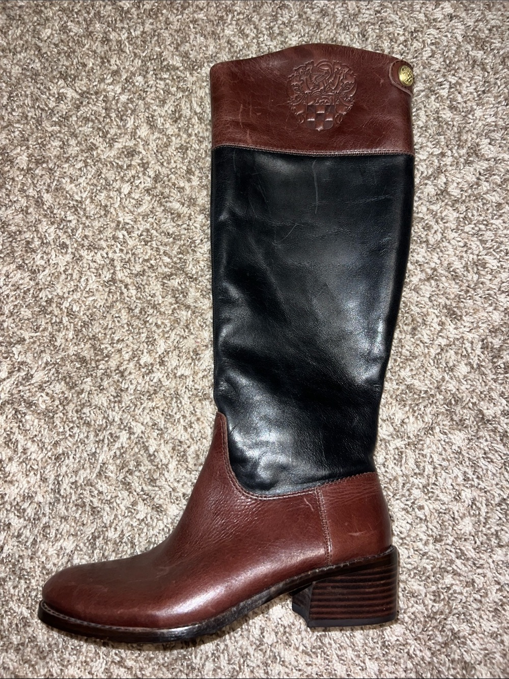 Vince Camuto Women's Two-Tone Brown and Black Leather Riding  Boots- Size 6 - Picture 8 of 13
